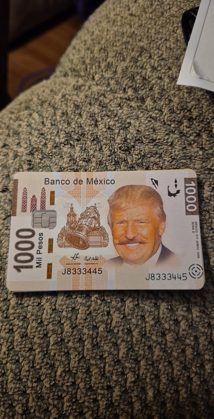 Customer photo review of Trump Banco de Mexico Credit Card Skin Decal