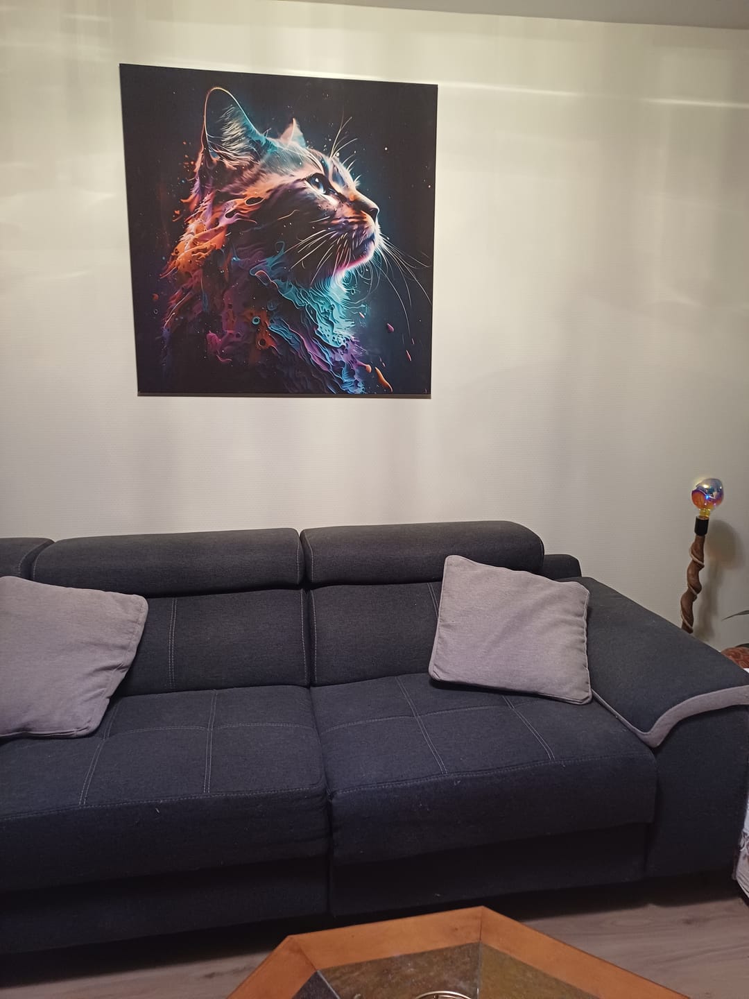 Customer photo review of Tableau Pop Art Chat Félin - Déco Moderne Colorée