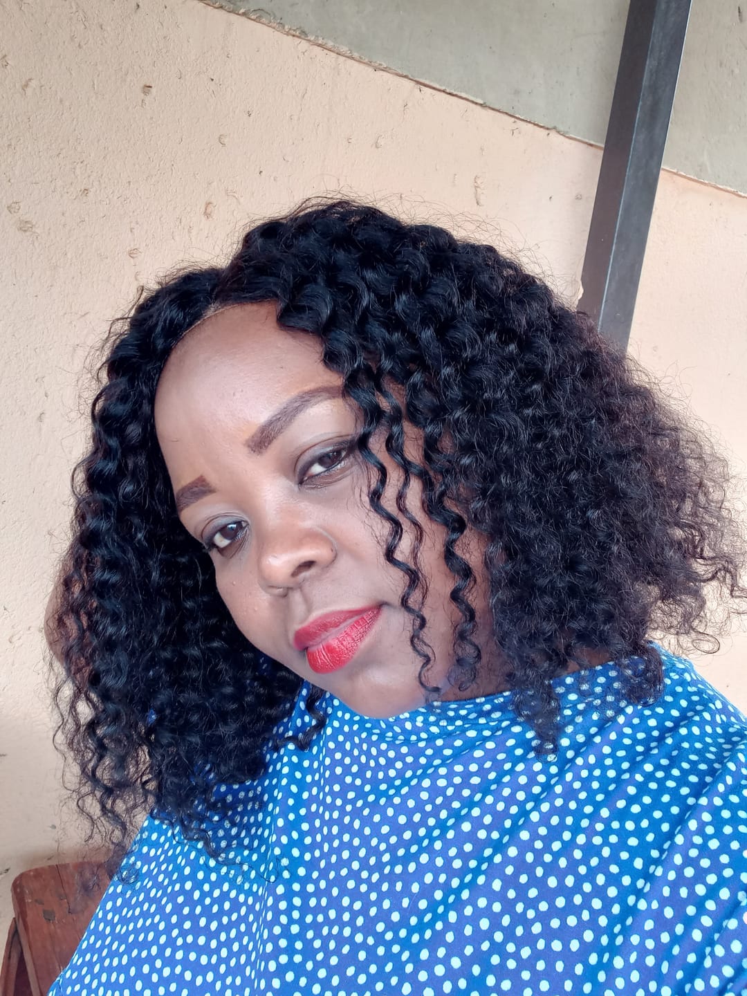 Customer photo review of Glueless Deep Curly Bob Wigs