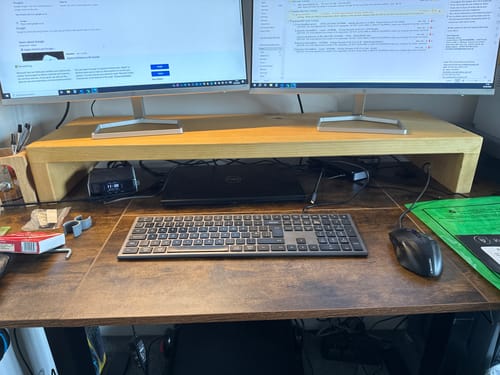 Customer photo review of Rustic Monitor Stand | Wooden Sides
