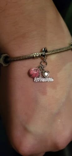 Customer photo review of 925 Sterling Silver I Love Basketball Charm