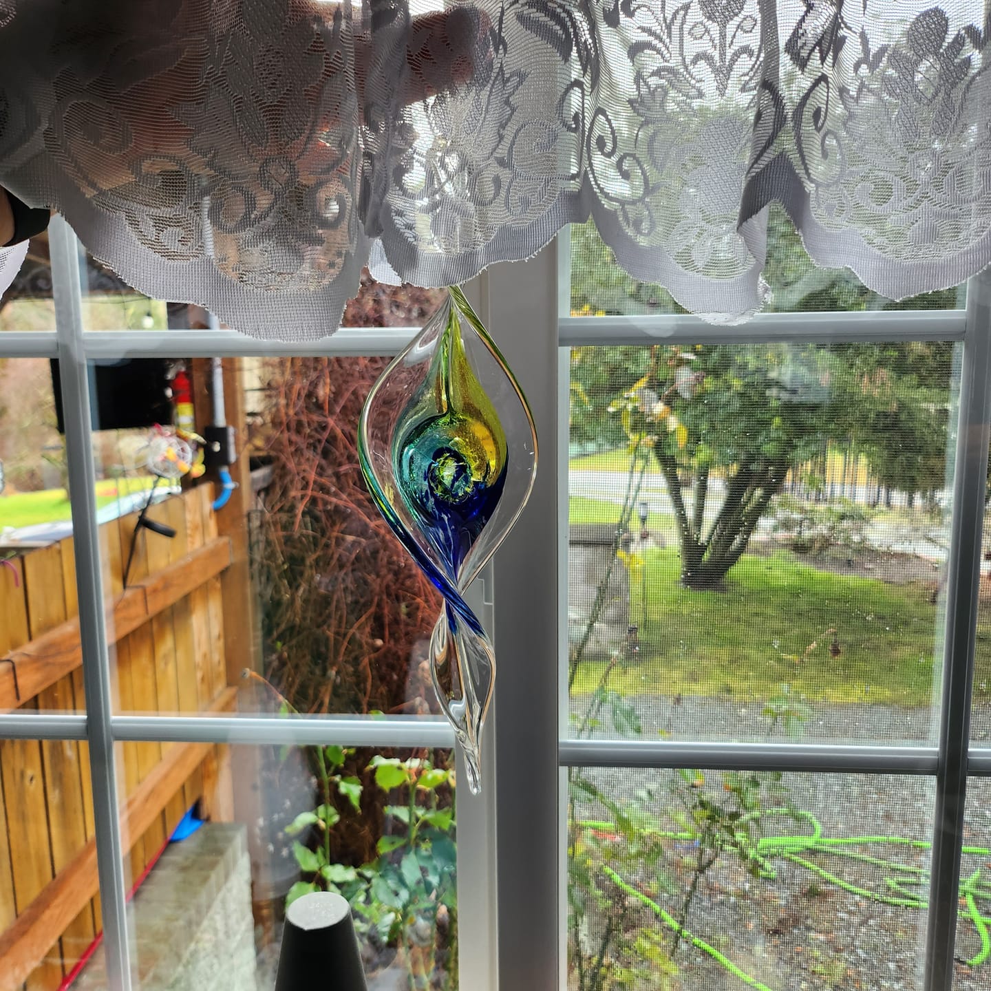 Customer photo review of Dichroic Spinner Suncatcher with Infused Cremains