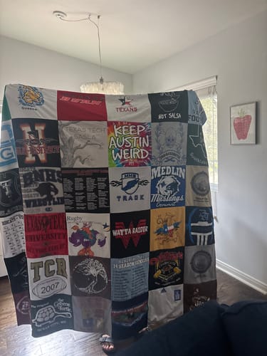 T-shirt quilt featuring raider, track team by Diane from TX