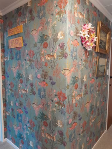 Customer photo review of Cora - Fish and Coral Wallpaper - Soft Aqua