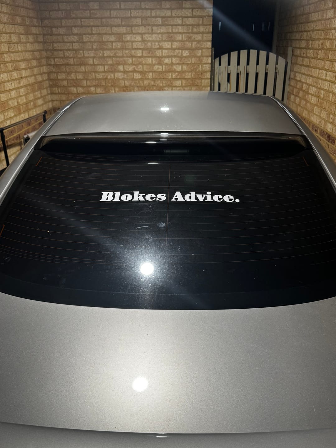 Customer photo review of Blokes Advice Sticker - White