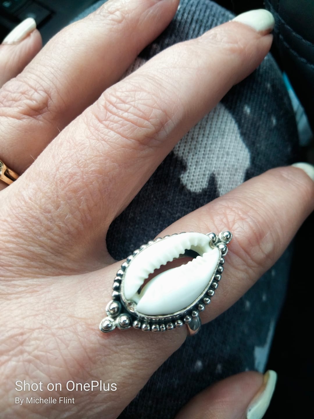 Customer photo review of Cowrie Shell Boho Ring Sterling Silver
