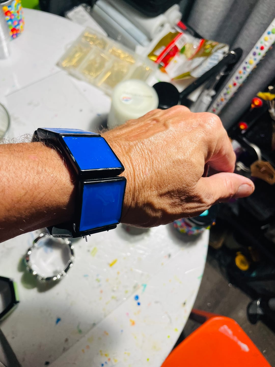 Customer photo review of 25mm Round Handmade Bracelet Bezel Blank Base, Square Stretchy Bracelet Setting for Cabochon Stone Epoxy Resin - Custom Jewelry Making