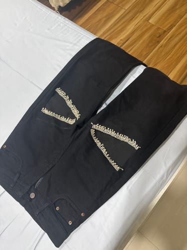 Customer photo review of Charlotte- Rhinestone Embellished Cargo Jeans