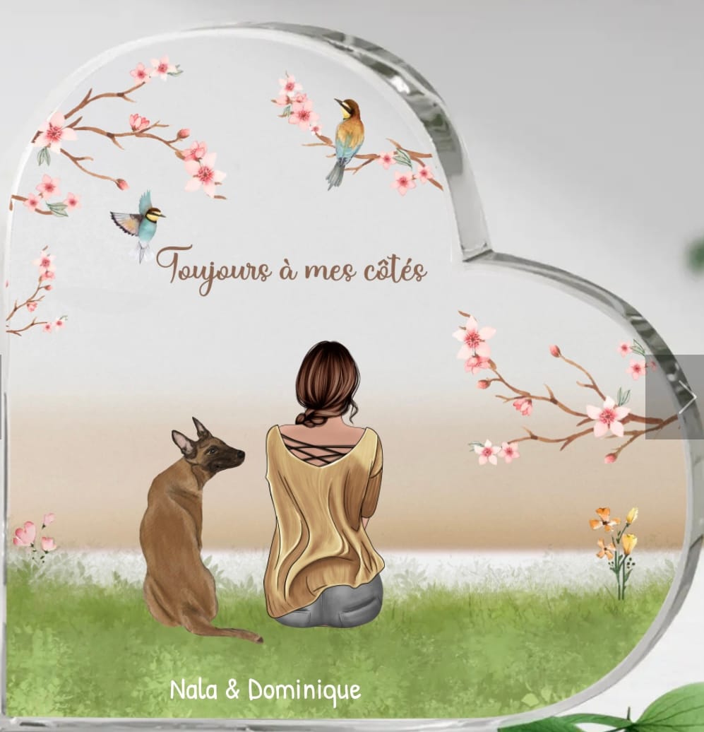 Customer photo review of Toujours à mes côtés - Cœur en verre personnalisé
