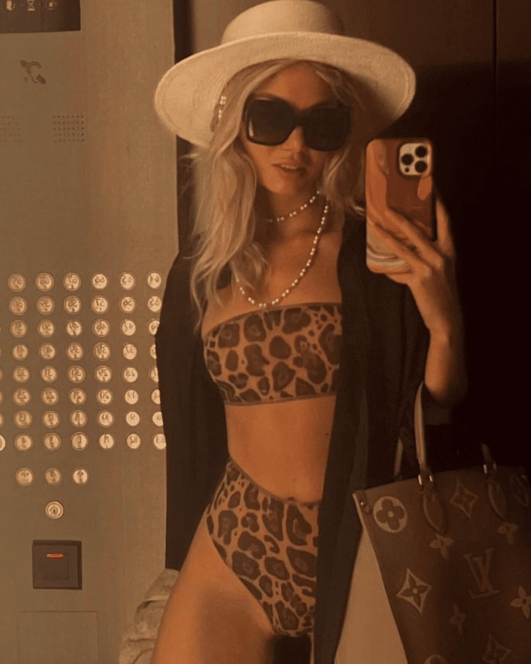 Customer photo review of Tan Through Top & High-Waist Brazilian Bottom