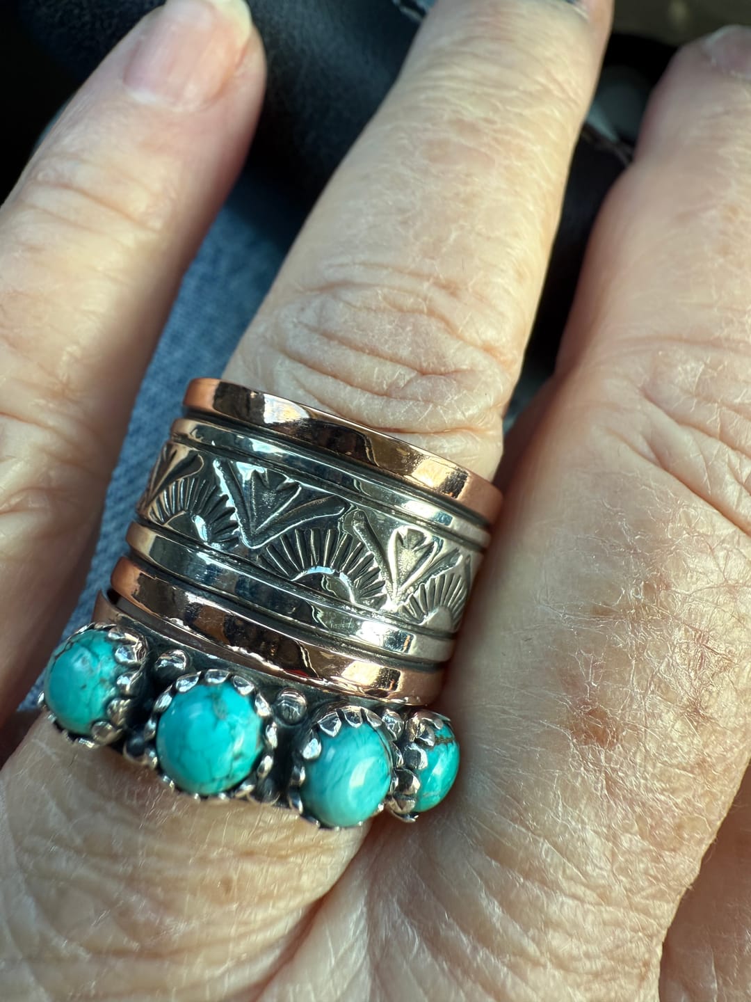 Customer photo review of Turquoise Band Ring Sterling Silver