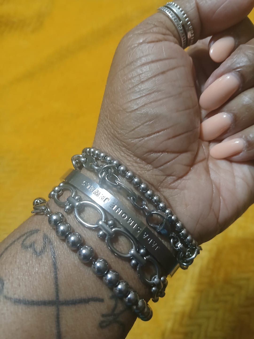 Customer photo review of Chrisette Stainless Steel Bracelet Stack