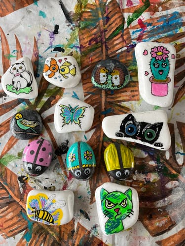 Customer photo review of Starterspakket Happy Stones + App om ze te volgen | Alles-in-1 | Stenen schilderen
