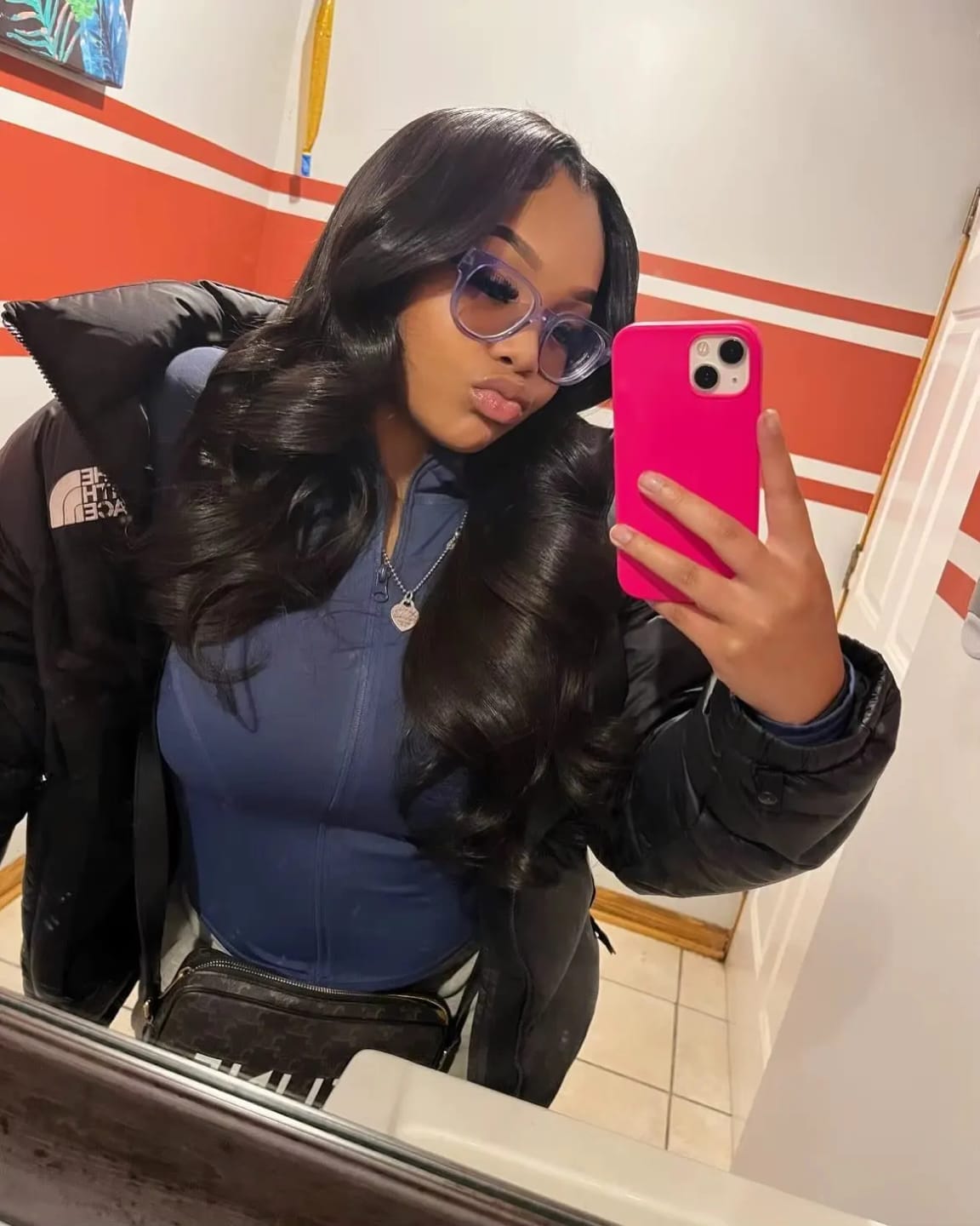 Customer photo review of Remy Human Hair Body Wave Lace Front Wig 30 to 40 Inch — Deep Black | KIMLUD