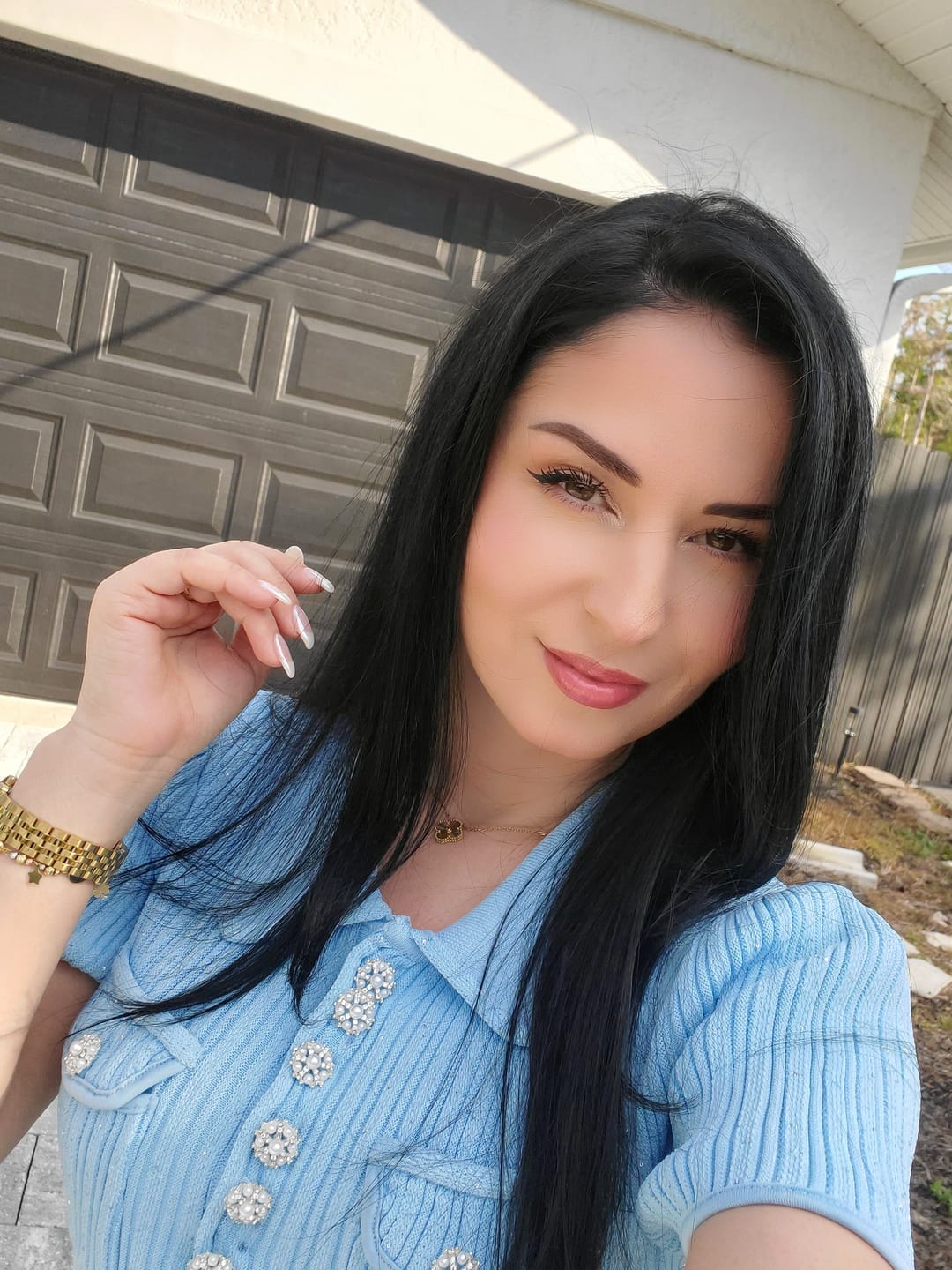 Customer photo review of Short Sleeve Hourglass Diamond Dress - Baby Blue