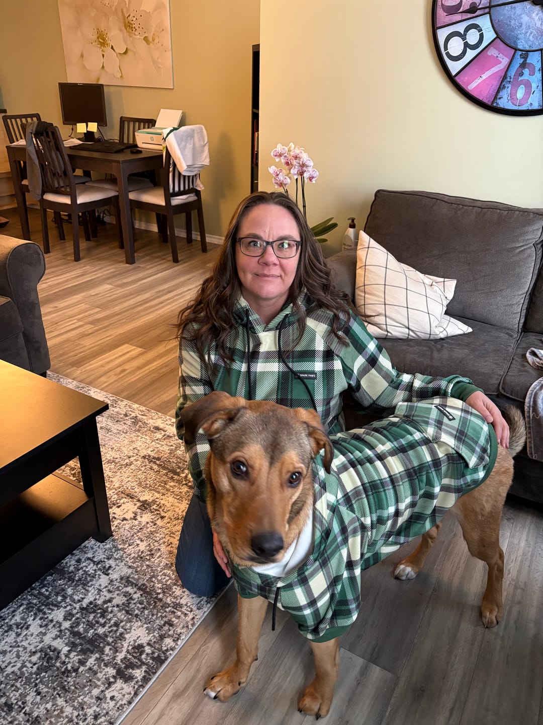 Customer photo review of Green Plaid Human Hoodie