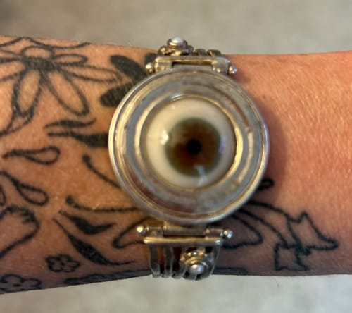 Customer photo review of Hand Painted Hazel Silver Vintage Watch