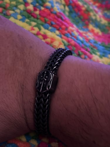 Customer photo review of St. Michael Defend Us Bracelet - Helps Pair Veterans With A Service Dog Or Shelter Dog