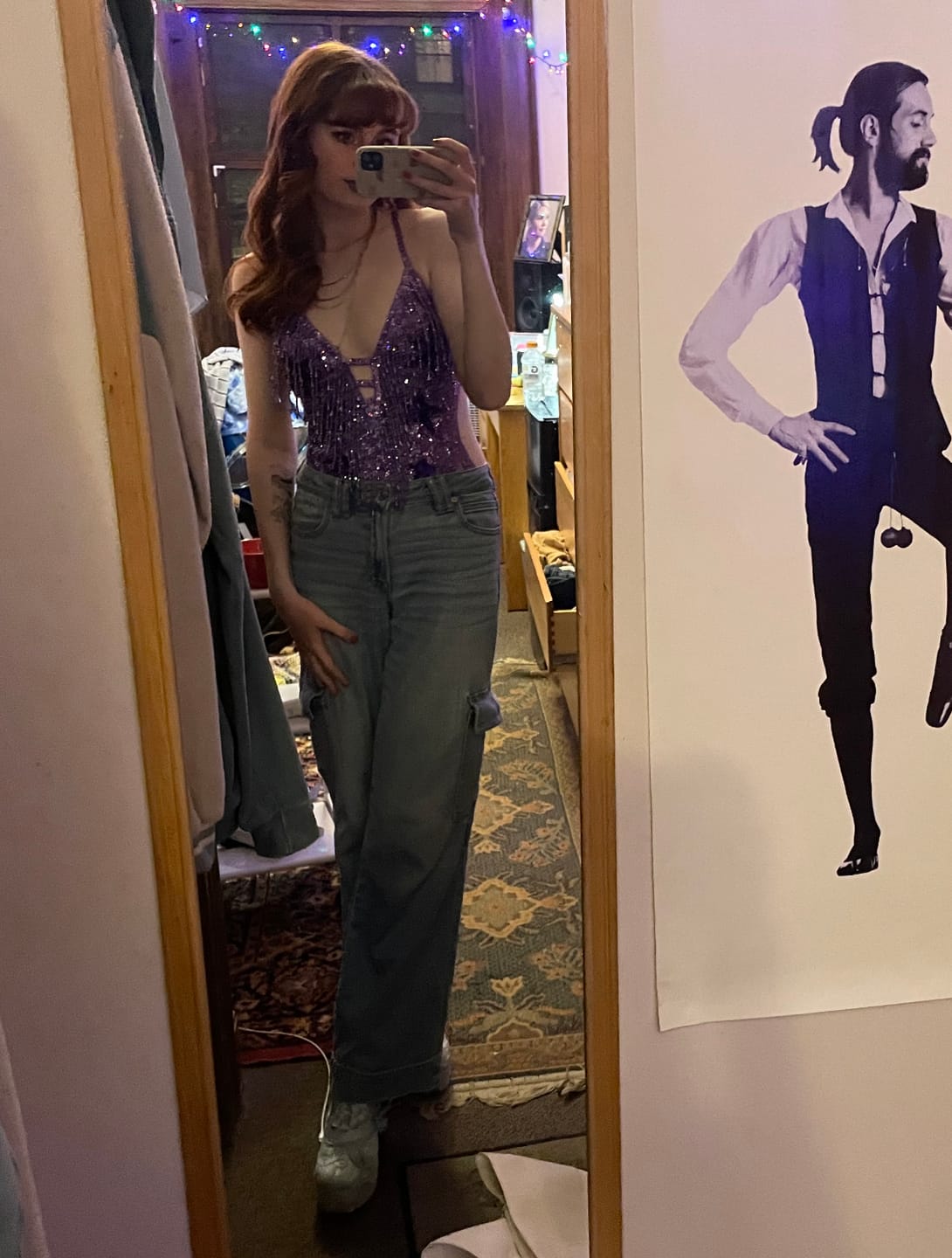 Customer photo review of Lilac Stargazer Sequin Bodysuit