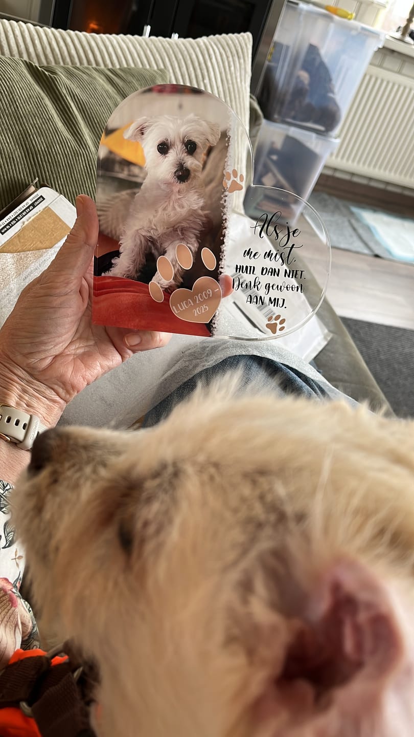 Customer photo review of Als je me mist - Gepersonaliseerd glazen hart