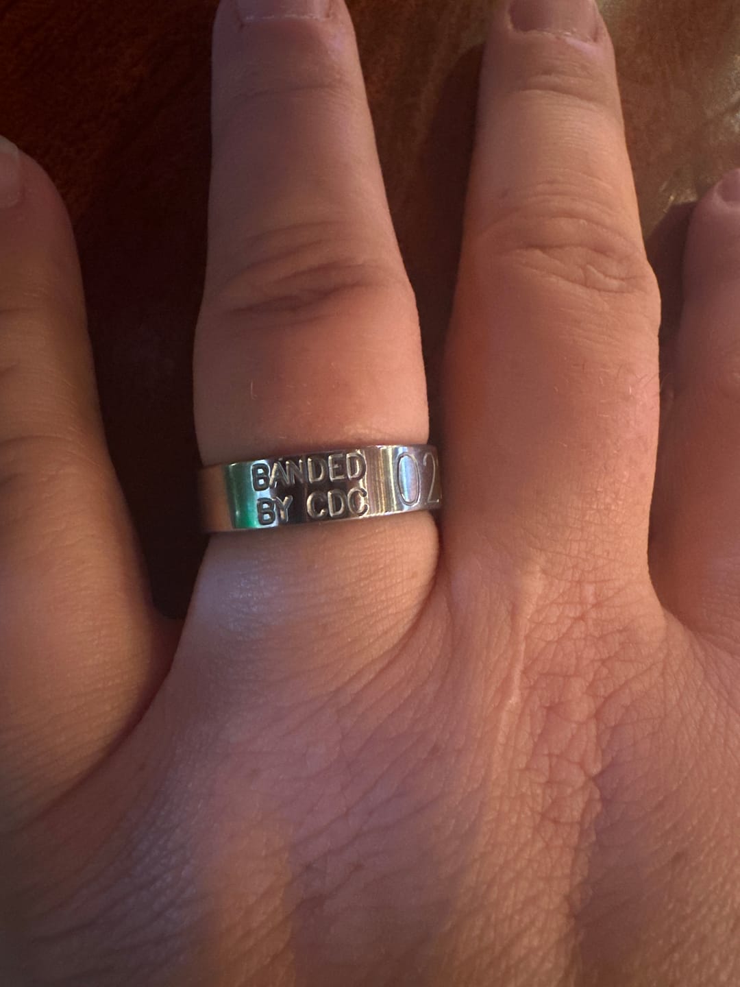 Customer photo review of Duck Band in Titanium 8mm Wide - Customizable