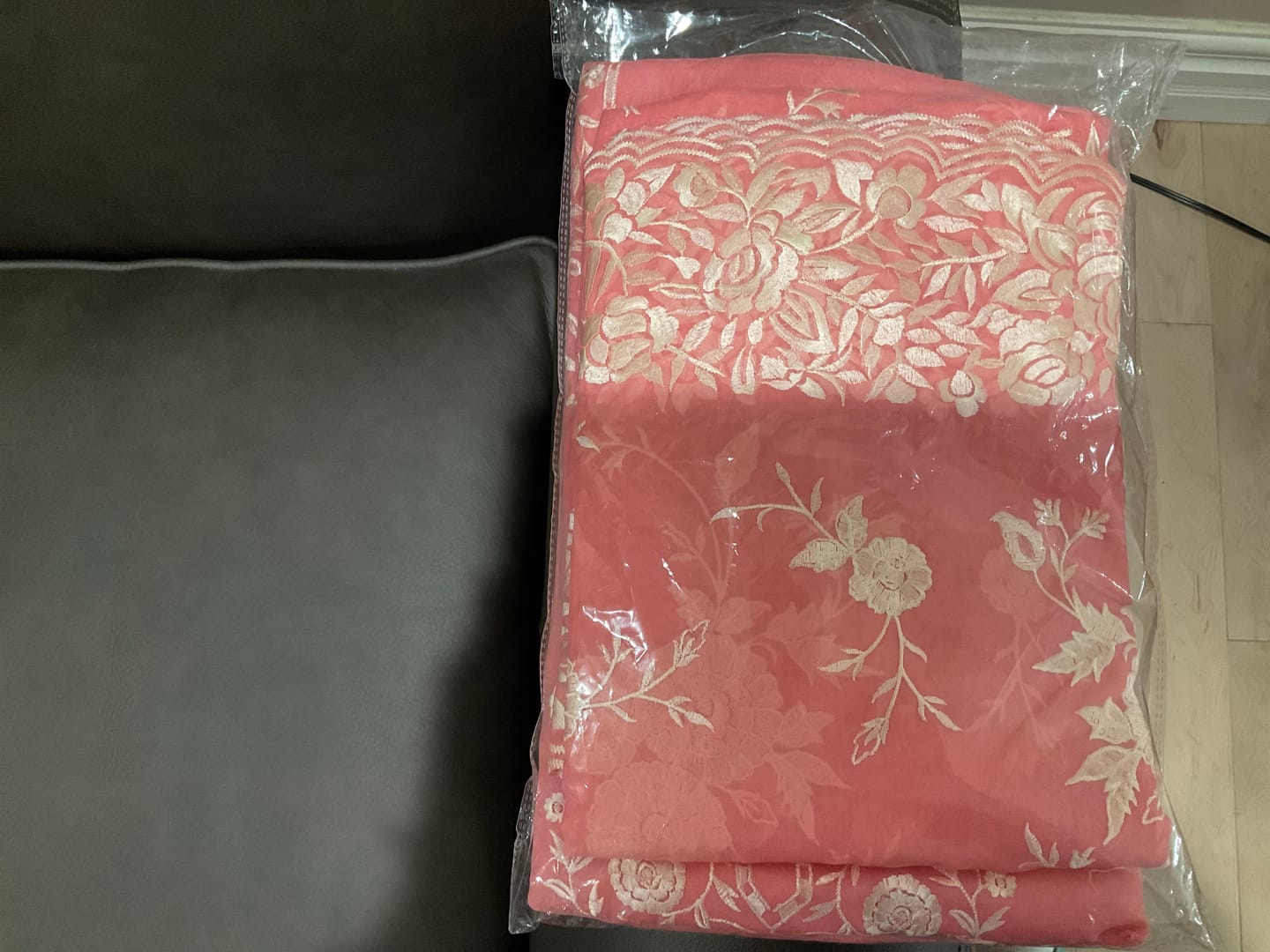 Customer photo review of Beautiful pure banarasi organza unstitched suit with Embroidery work