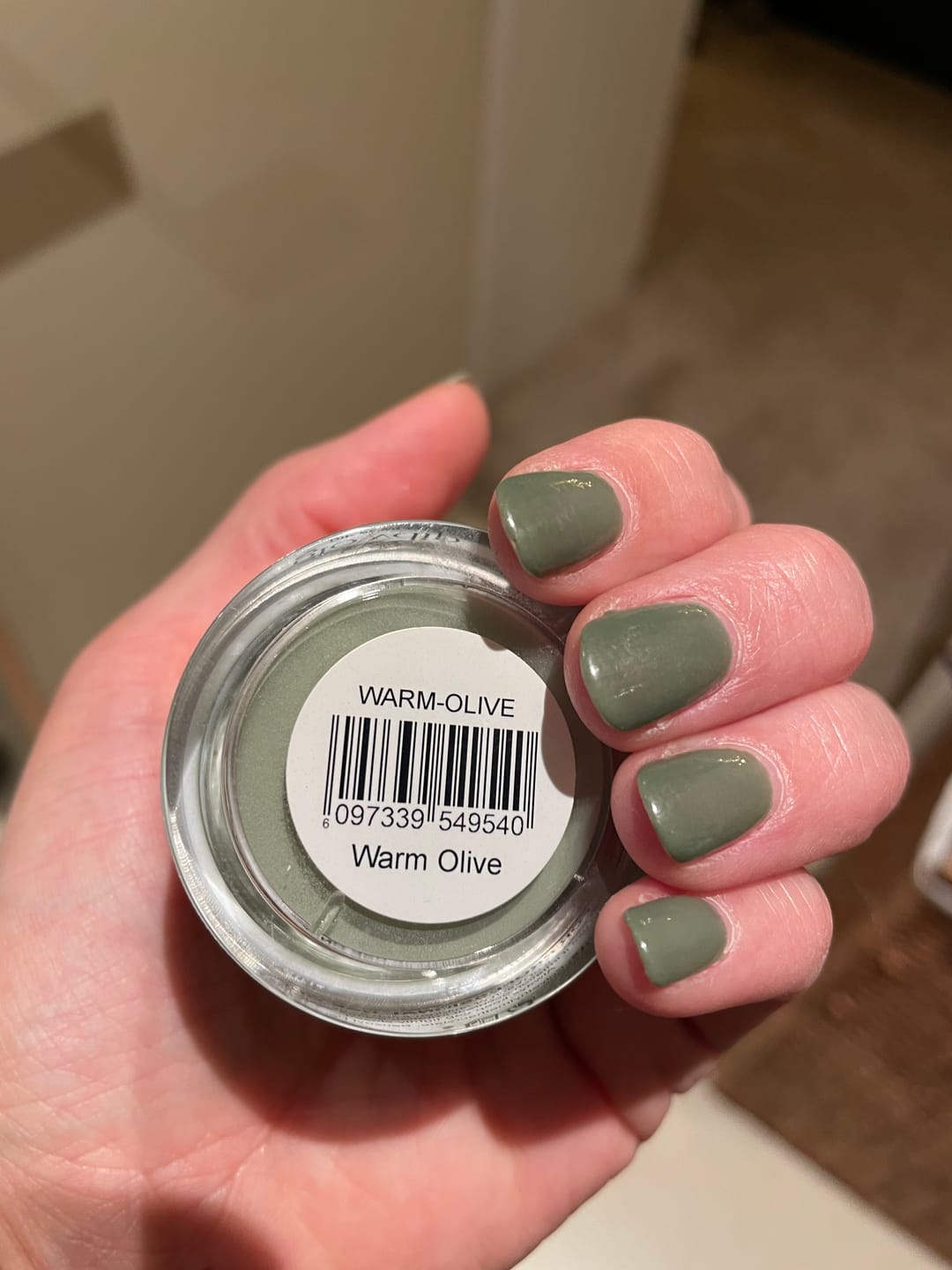 Customer photo review of Warm Olive Dipping Powder