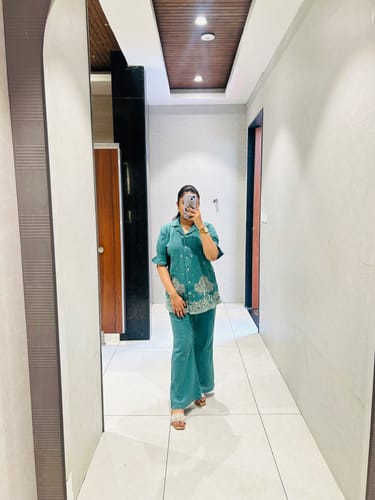 Customer photo review of FIORA GREEN EMBROIDERED CO-ORD SET