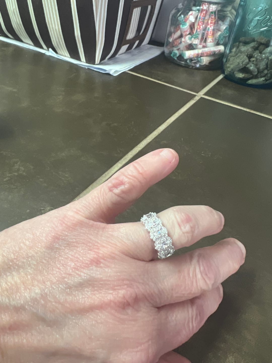 Customer photo review of 5-Stone CZ Band in Sterling Silver