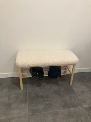 Customer photo review of ASUGI - Banc avec rangement en pin massif et bouclettes blanches