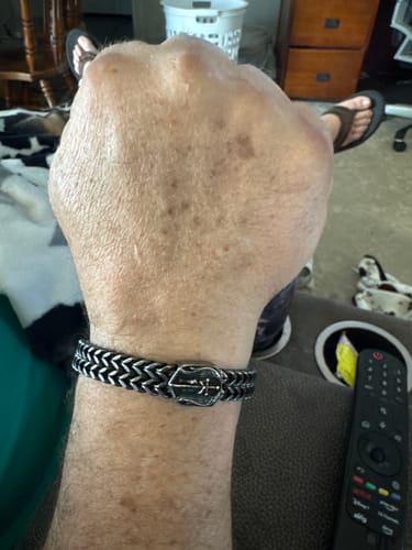 Customer photo review of St. Michael Defend Us Bracelet - Helps Pair Veterans With A Service Dog Or Shelter Dog