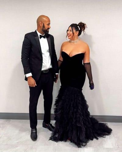 Krystyn K. review of Margeaux Velvet Gown by Mac Duggal - RENTAL image 1 out of 3