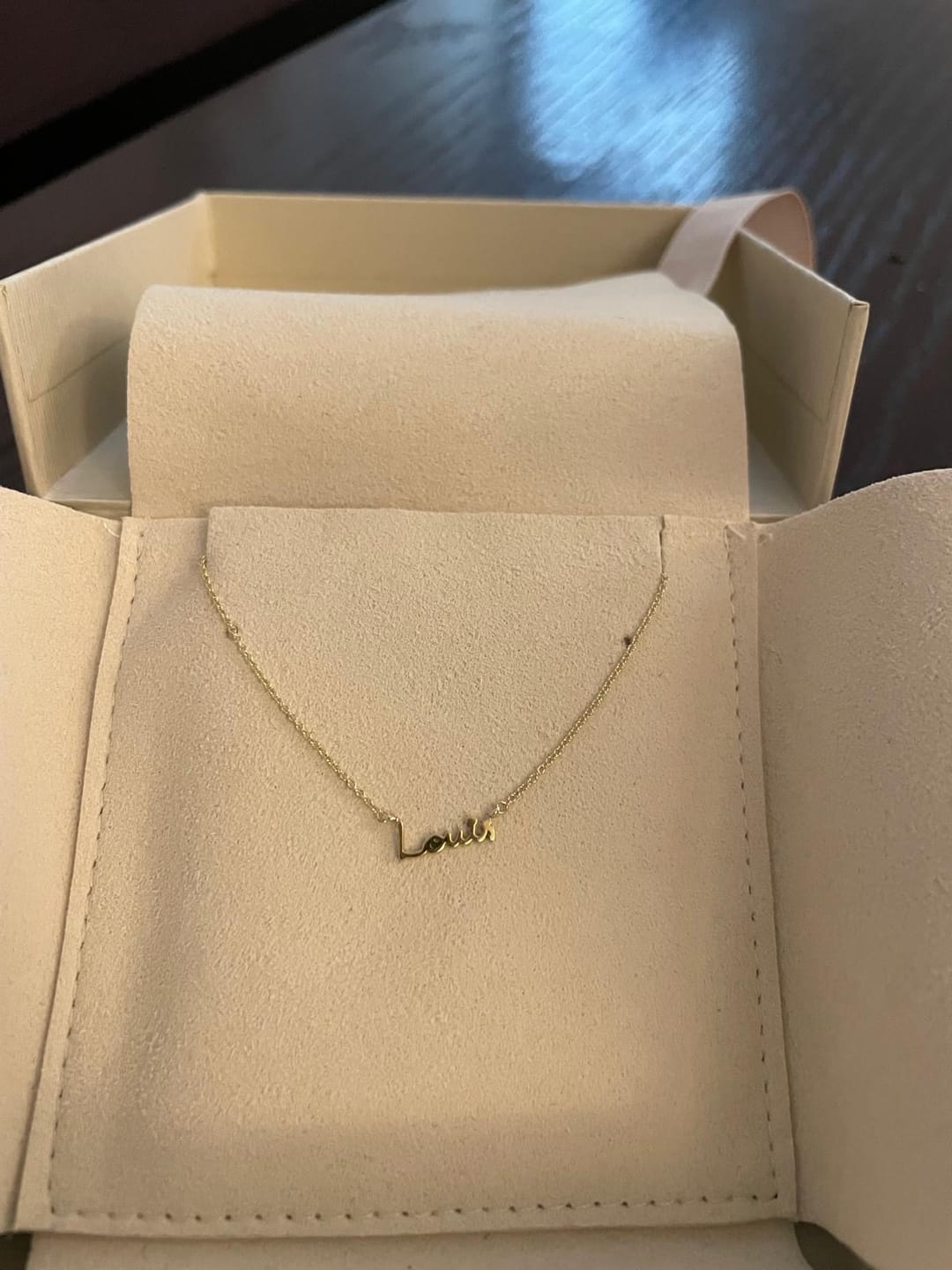 Customer photo review of BESPOKE HANDWRITTEN NECKLACE