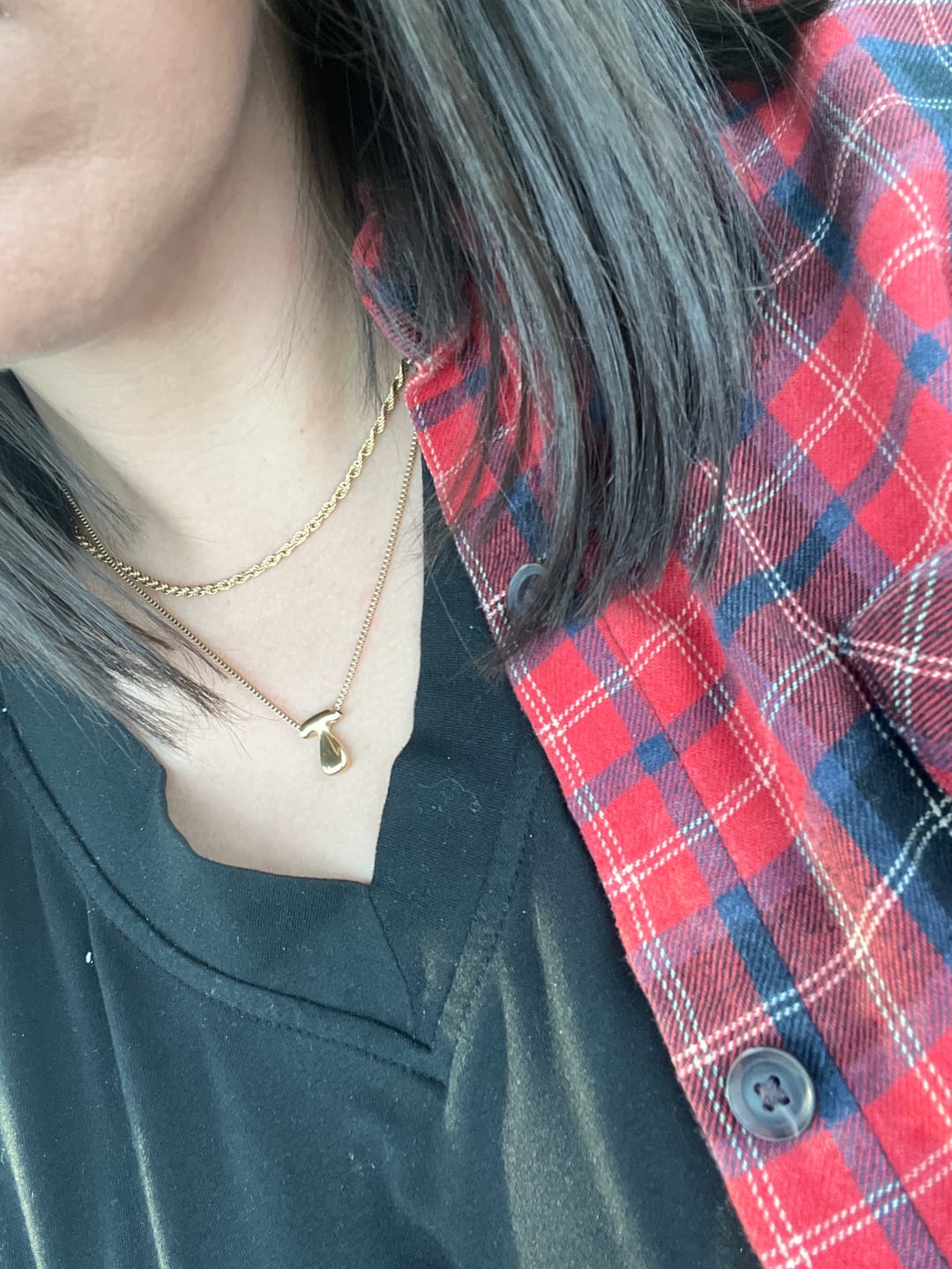 Customer photo review of Bubble Letter Necklace