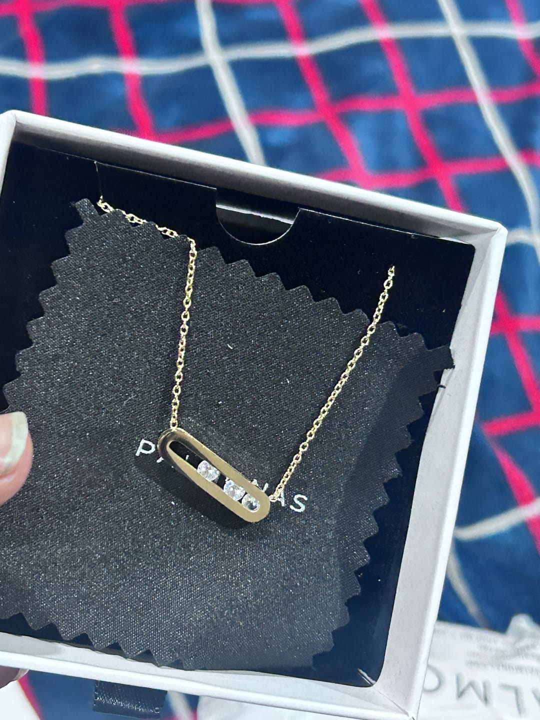 Customer photo review of Stones Bar Necklace