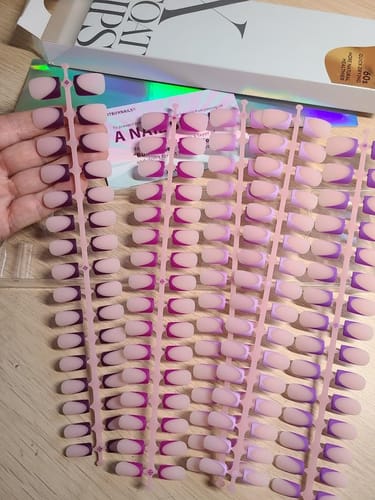 Customer photo review of XCOATTIPS® French - Short Square Purple Pastel Tips