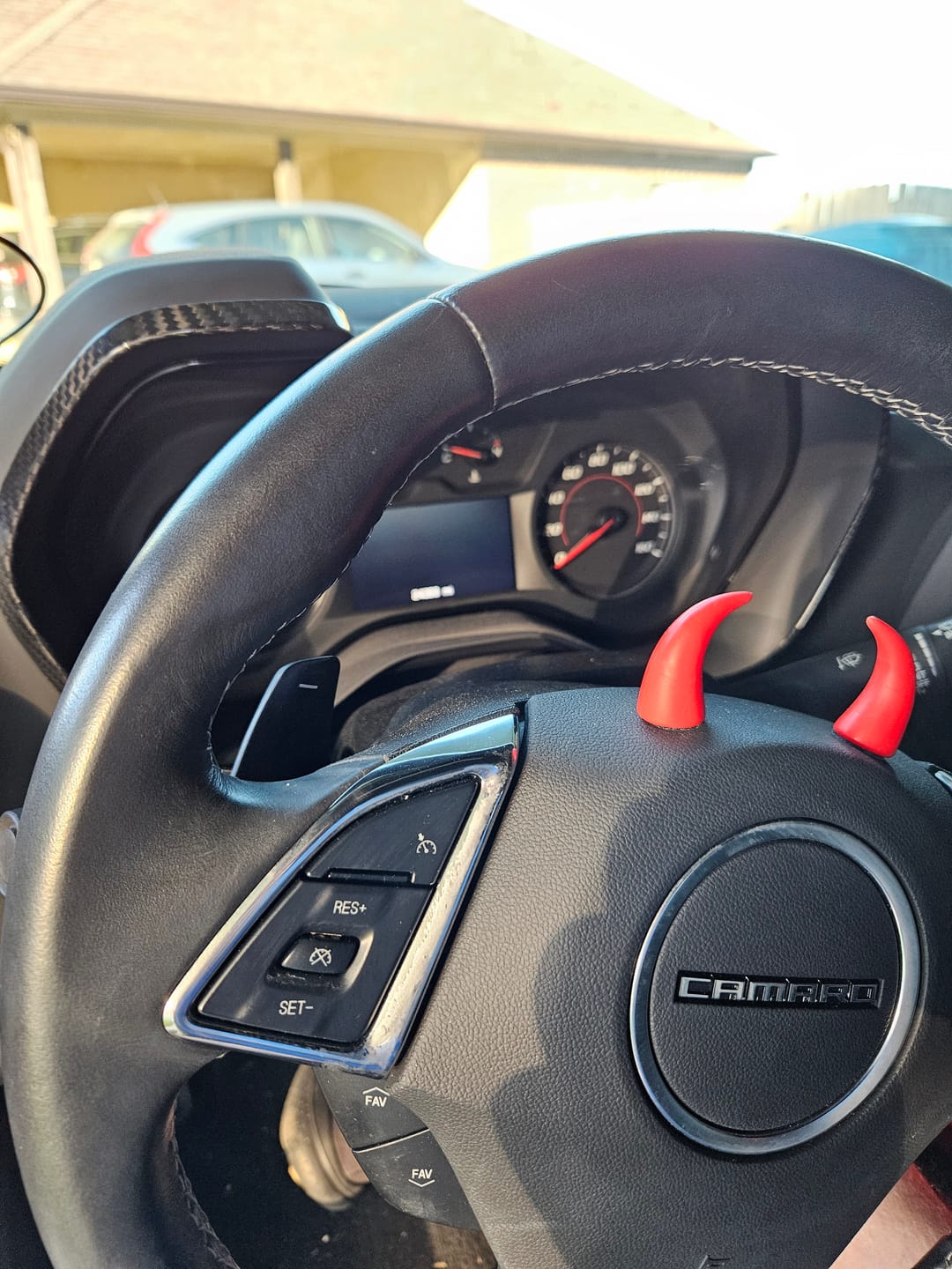 Customer photo review of 2016-2024 Carbon Fiber Gauge Cluster Bezel Chrome Delete Cover