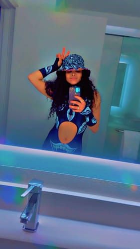 Customer photo review of Sinister Smiles Keyhole Catsuit