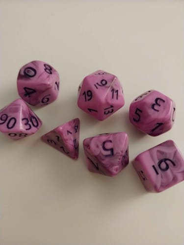 Customer photo review of Dark Cherry Acrylic Dice Set