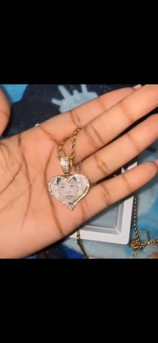 Customer photo review of Iced Photo Pendant w/ Rope Chain
