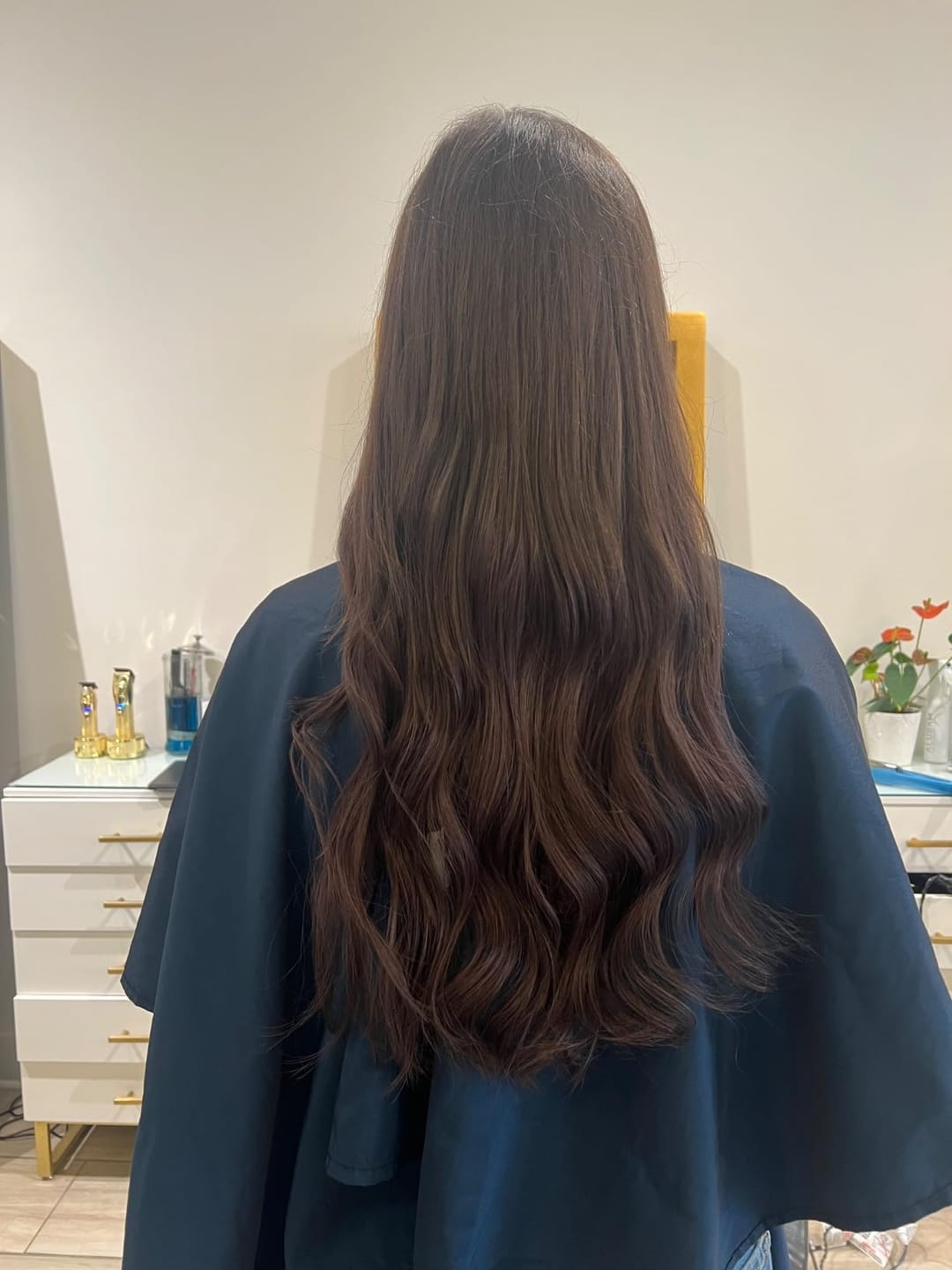 Customer photo review of Full Shine Virgin Genius Weft Hair Extensions Darkest Brown #2
