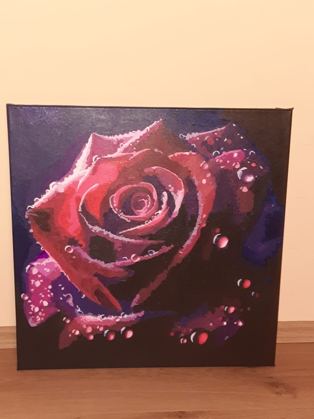 Customer photo review of Malen nach Zahlen - Rote Rose mit Wassertropfen