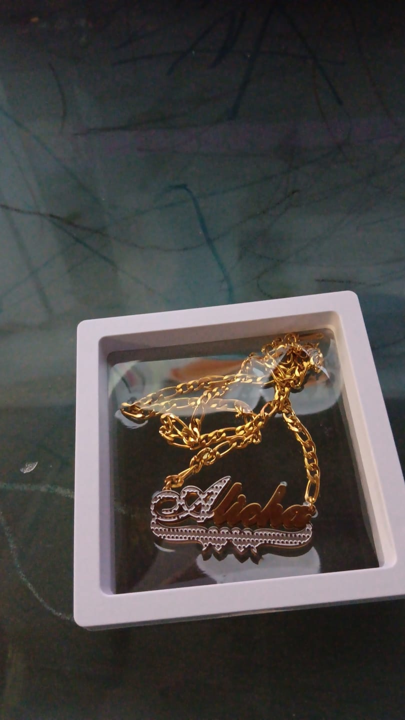 Customer photo review of Double Plated Double Heart Name Necklace