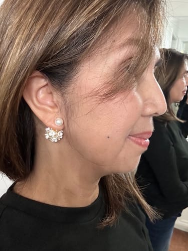 Customer photo review of Peonia Petal Pearl Studs