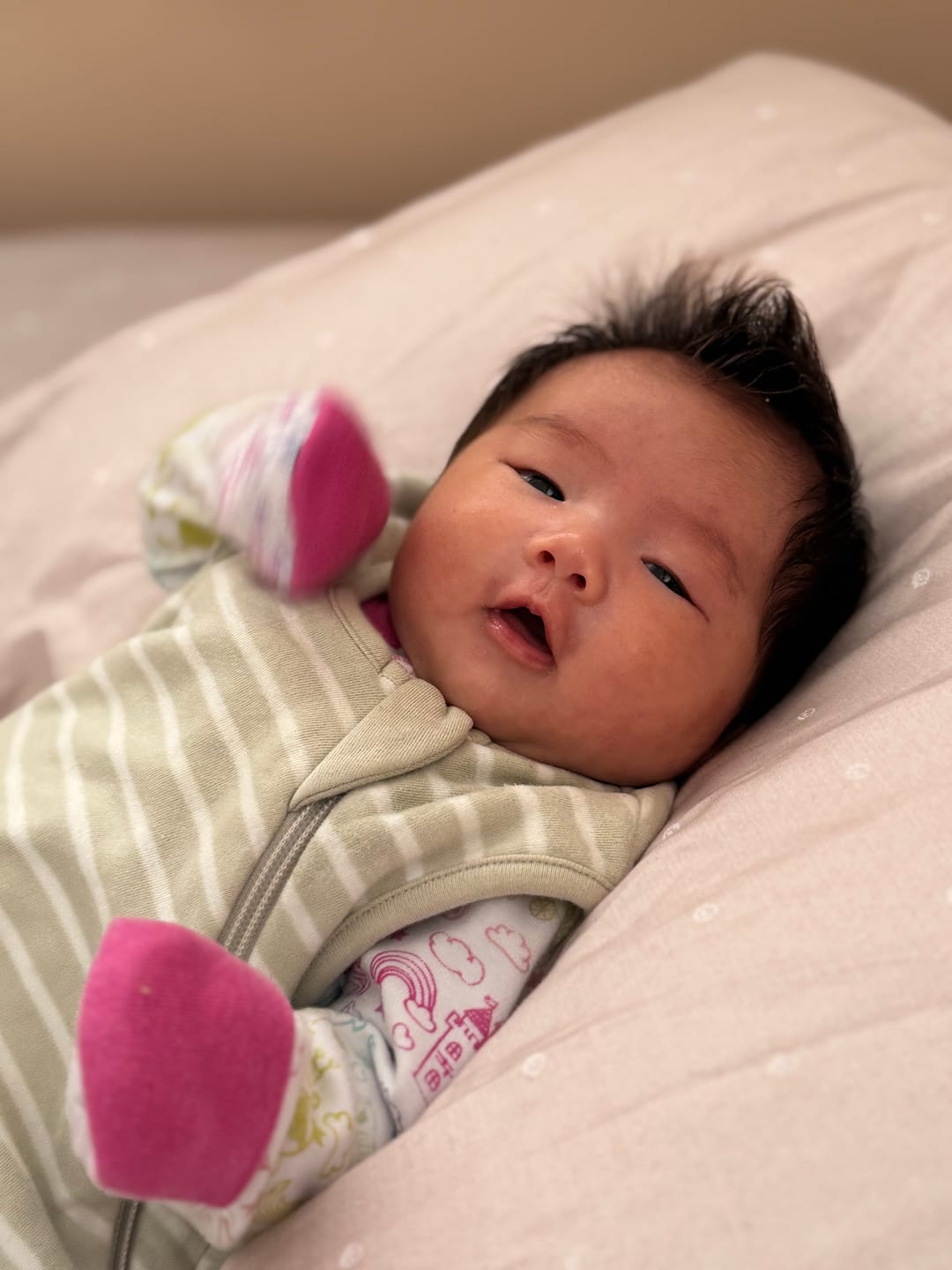 Customer photo review of 4 Season® Classic Baby Sleeping Bag, Merino Wool & Organic Cotton, Birch Gray