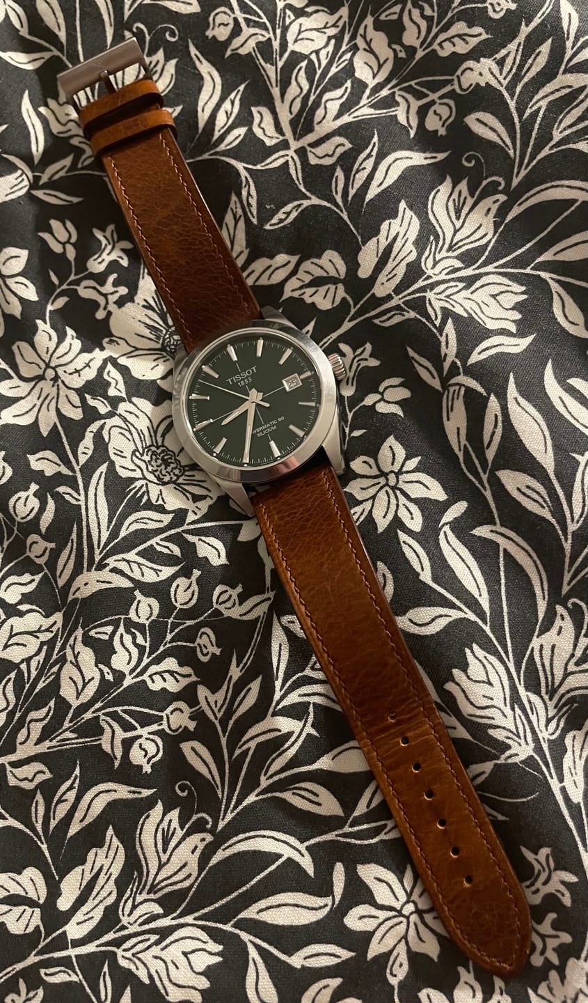 Customer photo review of Italian Wax Leather Watch Strap - Chestnut Brown