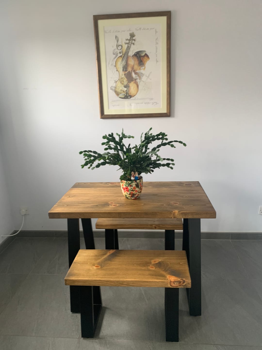 Customer photo review of Industrial Dining Table with Trapezium Leg - Smoked Oak