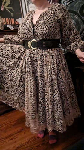 Customer photo review of FINAL SALE - Coven Midi Dress in Blush/Black Cobweb Lace