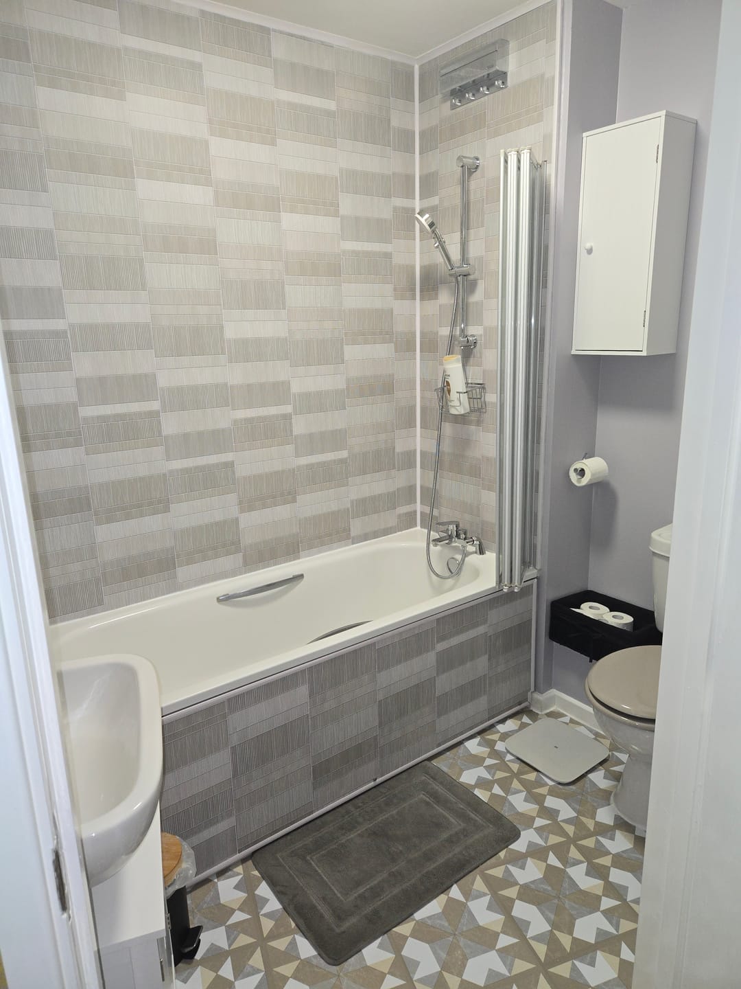 Customer photo review of 8mm Light Grey Mosaic Bathroom Wall Panel 2.6M