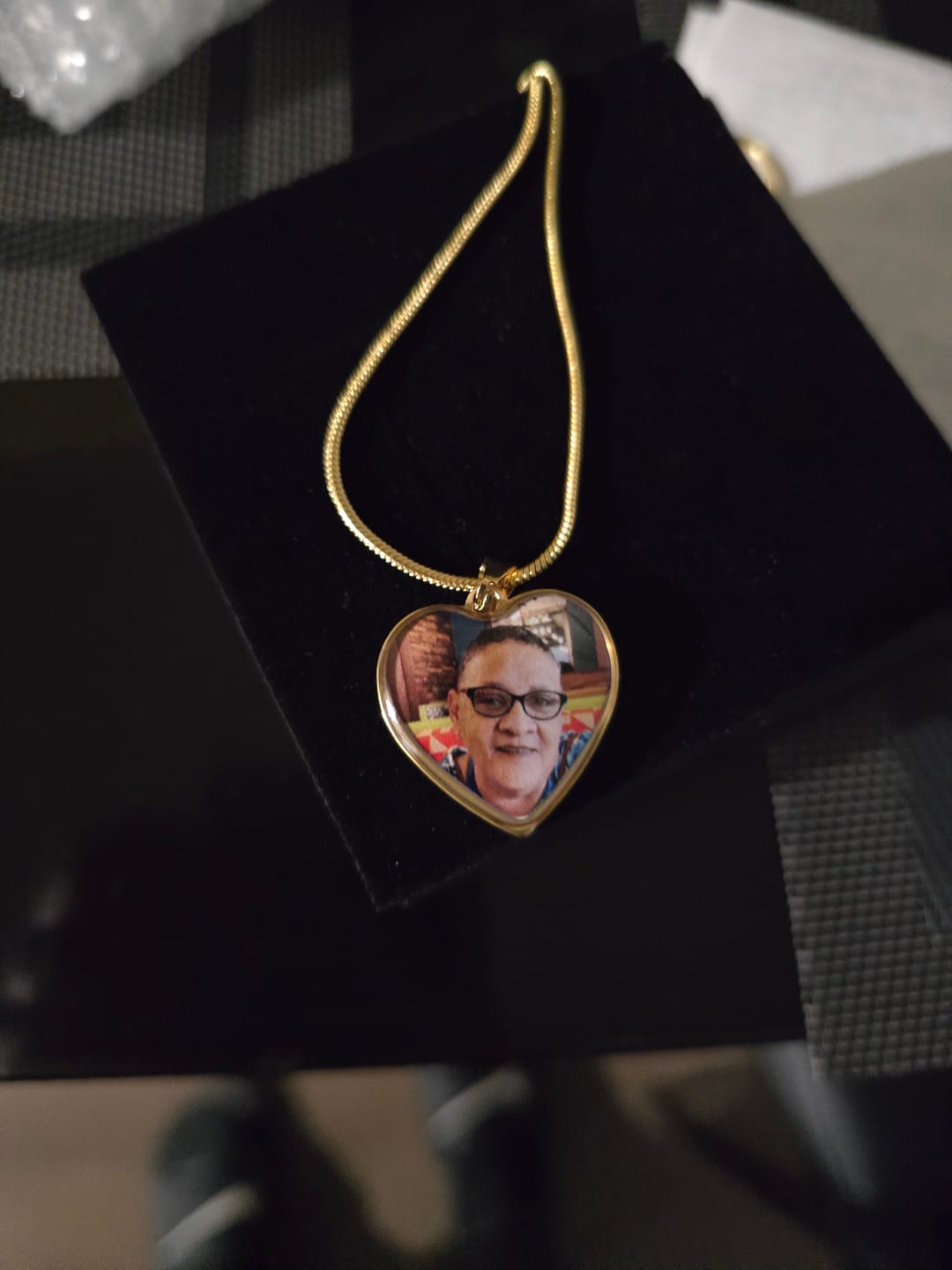 Customer photo review of Photo Engraved Necklace Memorial Gift